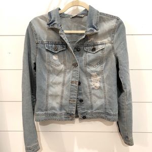 Distressed denim jacket